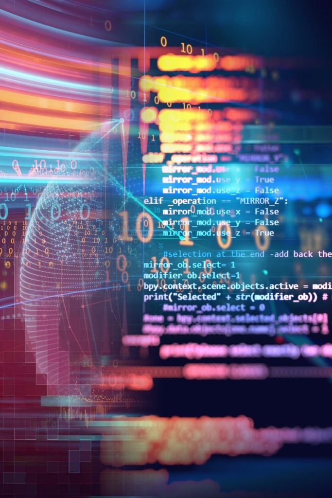 Lines of code over a digital globe for Greenwich website development
